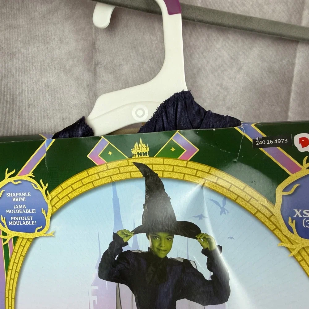 Disguise Wicked Movie Elphaba Witch Costume Kids XS 3T-4T Dress Hat Cape 172589M